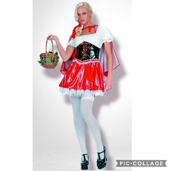 NEW M/L vinyl little red riding hood Costume+ tutu - Picture 3 of 11